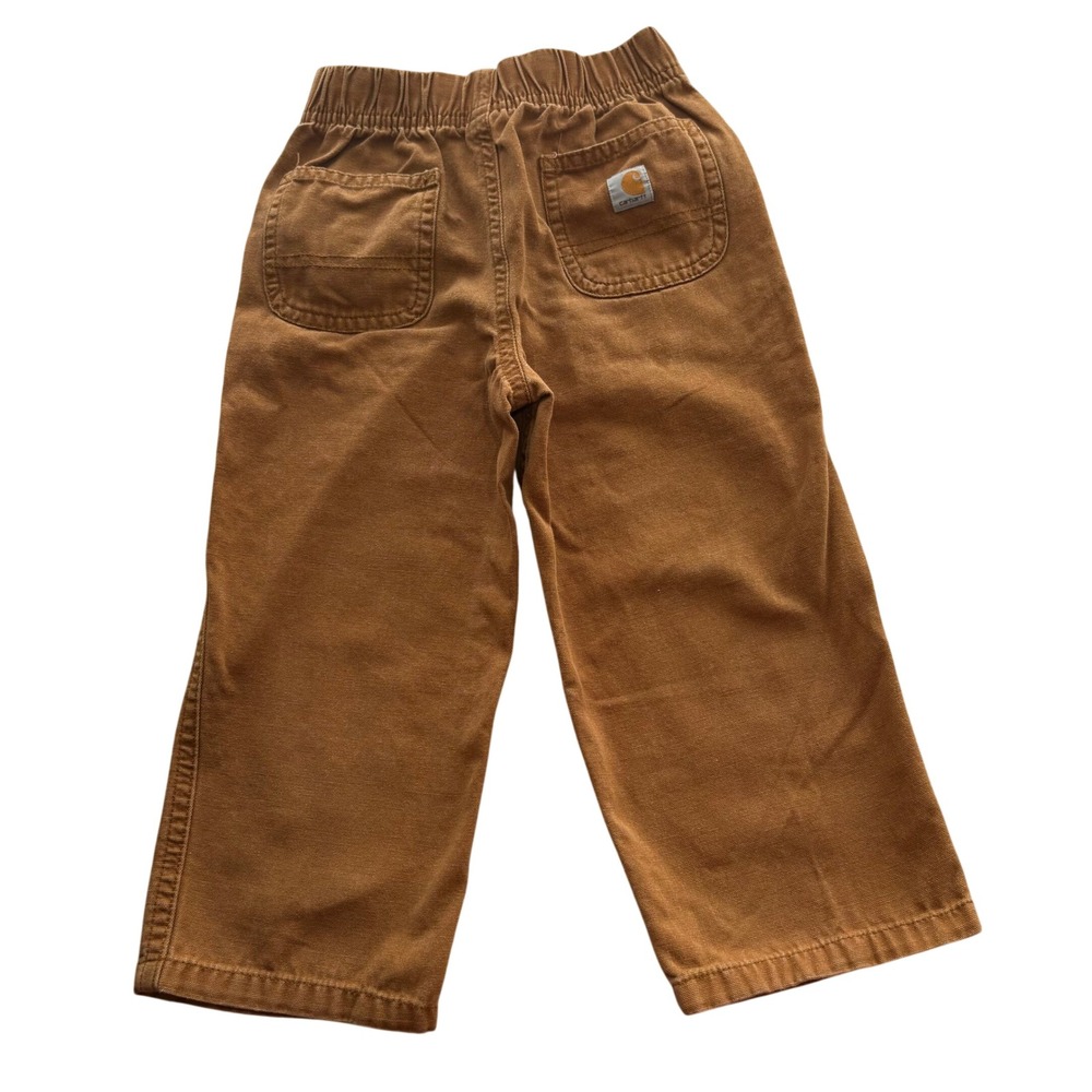 Carhartt Toddler Boys Brown Duck Canvas Elastic Waist Work Pants 3T SD5817-B